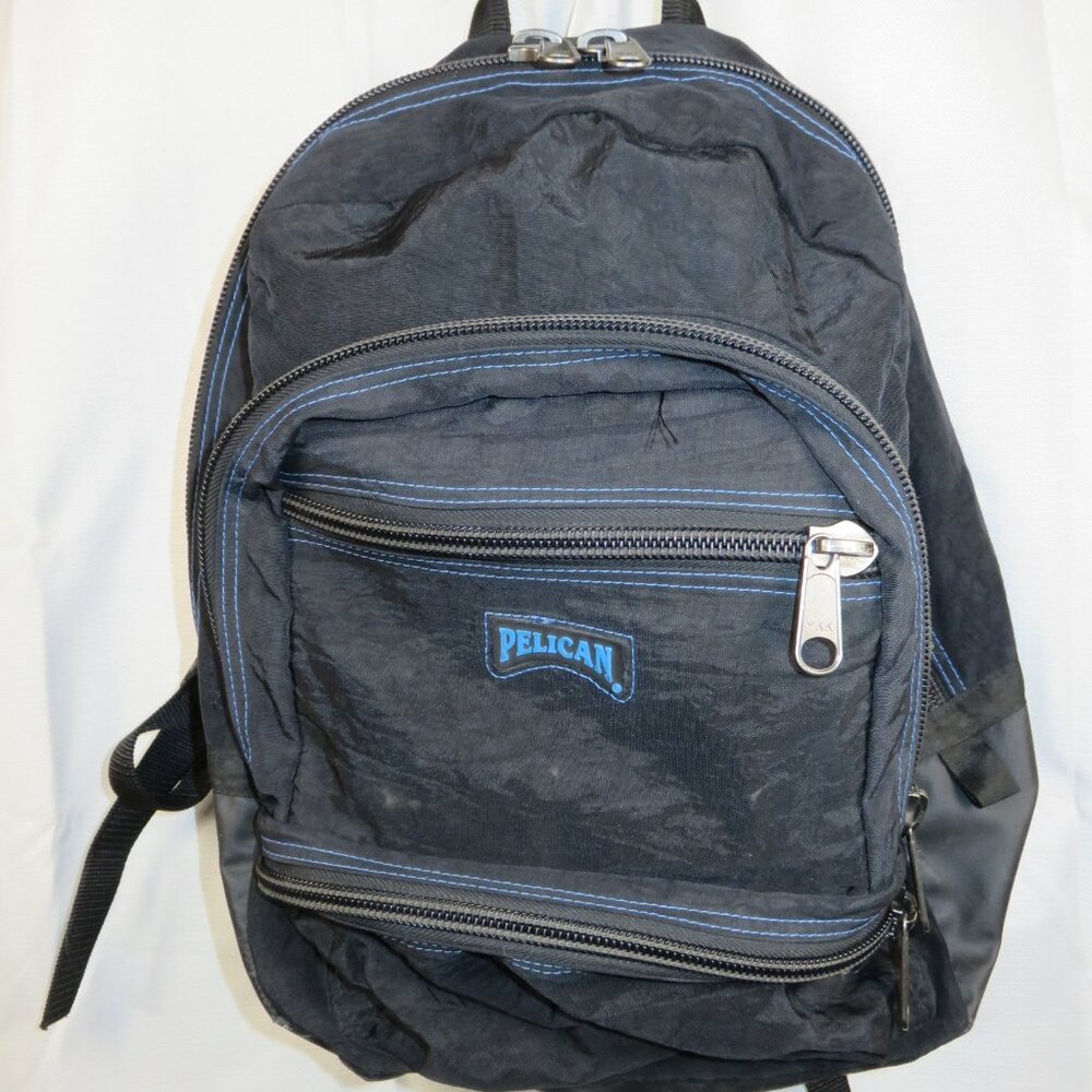 Pelican Nylon Backpack Soft Sided Vintage Black YKK Zippers 12" x 17"